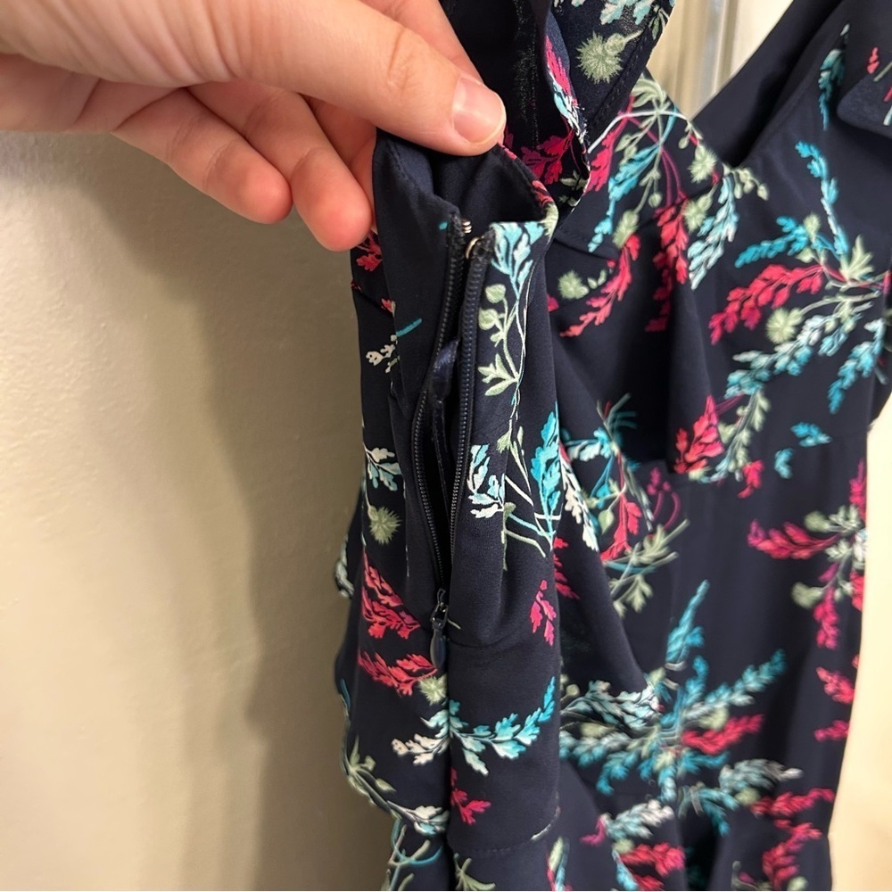 NWT Likely Ophelia Zoe Floral Ruffled Dress Navy Size 8 Wedding Guest Summer - Picture 11 of 12